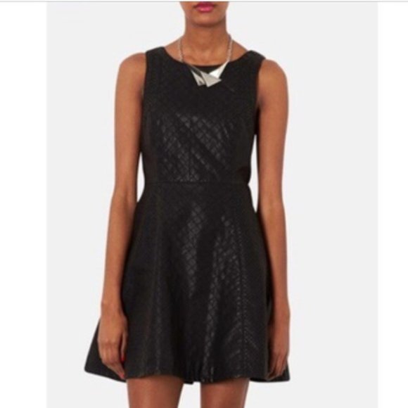 TOPSHOP | FAUX LEATHER SLEEVELESS DRESS - Picture 1 of 13